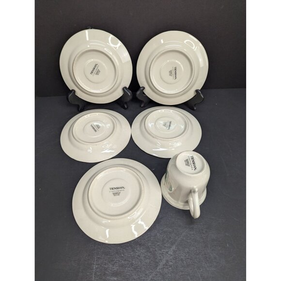 Tienshan Heartwarming Folkcraft Stoneware Hearts Replacements 5 Saucer 1 Cup - Picture 6 of 8